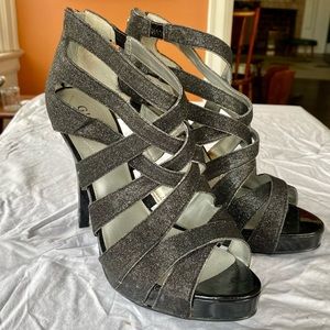 Guess Hayli Gladiator Stilettos in Black